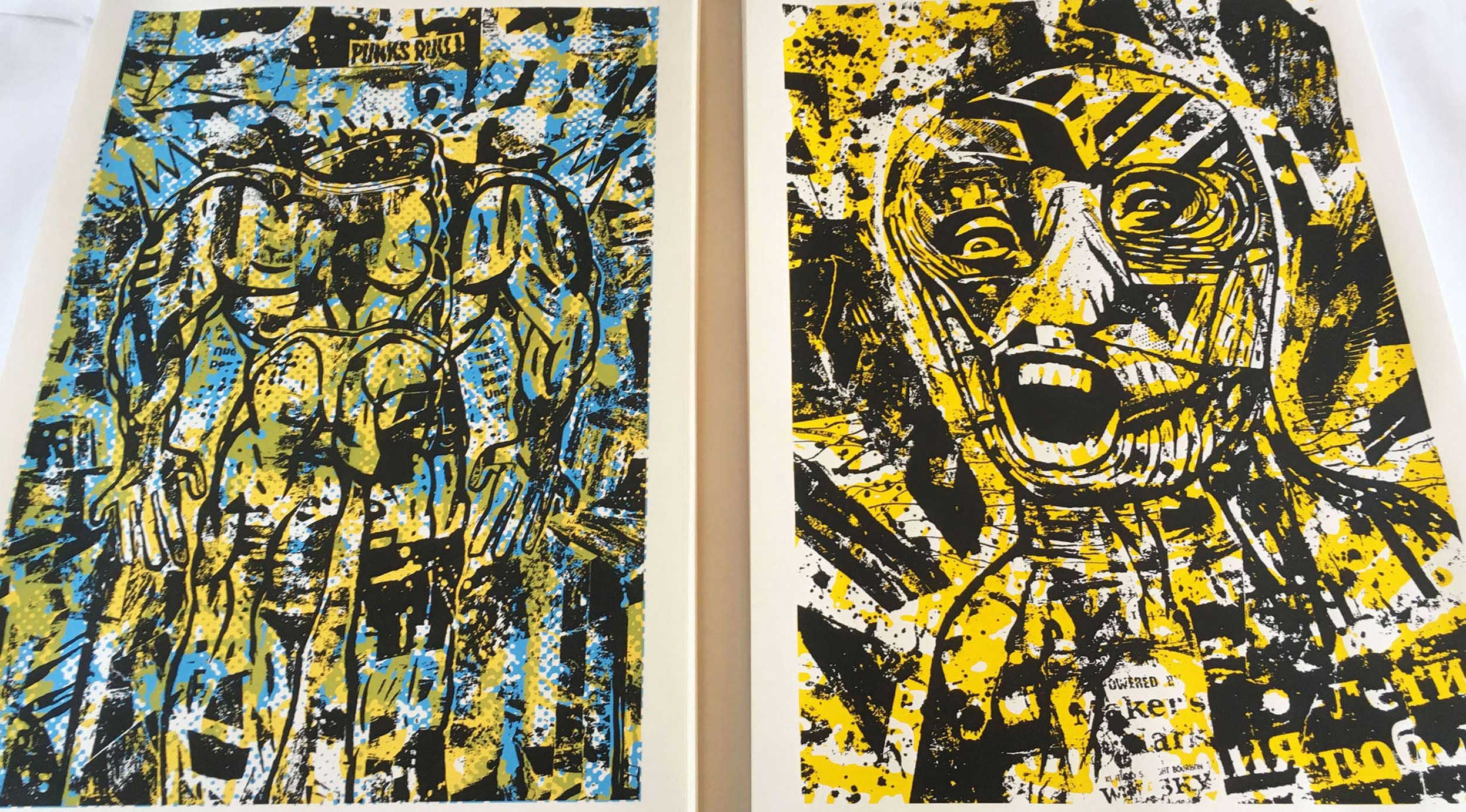 Dark anger et Punks rull, deux posters imprimés en sérigraphie, 70 x 50 cm, tirage limité à 60 exemplaires, signés et numérotés.